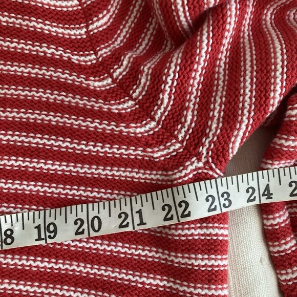 Izod Women's Red Striped Sweater V Neck Chunky Shawl Collar Cotton Acrylic Sz XL - Picture 7 of 9